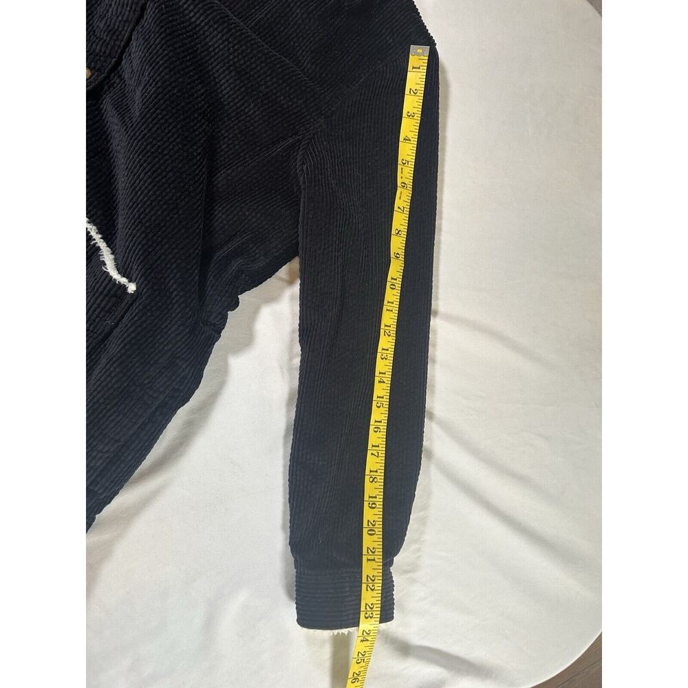 LL Bean Corduroy Sherpa Lined Button Shacket Womens Size Small Black Chore Cozy - Picture 10 of 10